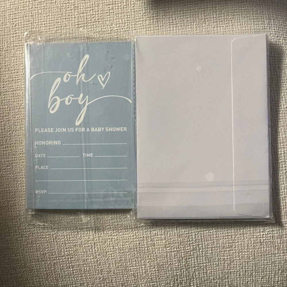 Baby Shower Invitations‎ Oh Boy Blue You're Invited Pack Envelopes